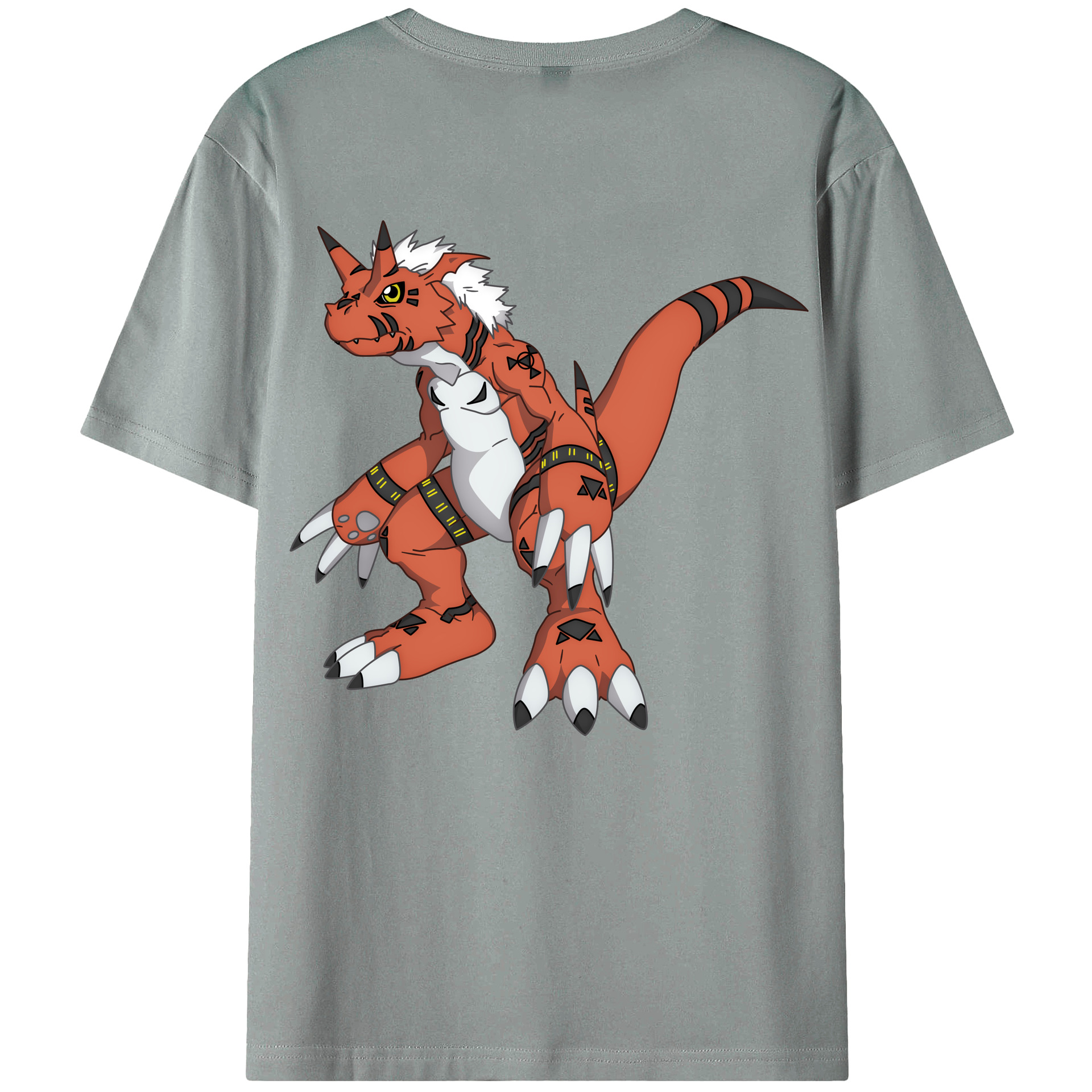 （画像用） Digimon デジタルモンスター/デジモン 綿100％ メンズ半袖Tシャツ（バックプリント） 通気性